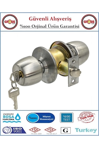 Otel Tipi Topuzlu Tokmaklı Oda Kapı Kilidi - Saten