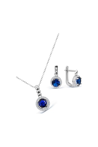 Argentum Concept 925 Ayar Gümüş Mavi Taşlı Minimal Set - S013502