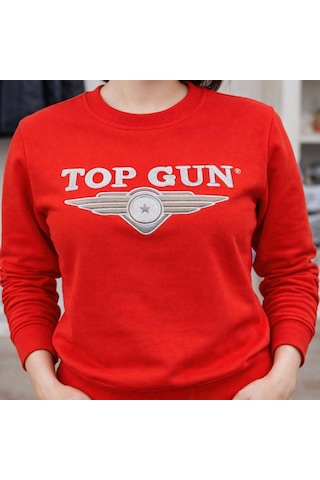 Top Gun Nakıslı Sweat Kırmızı Kırmızı