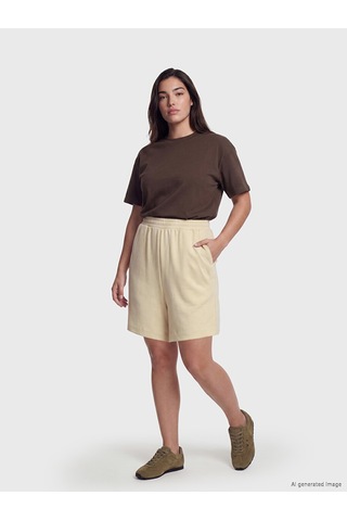 Lcwaıkıkı Petite Bej Beli Lastikli Soft Touch Kadın Şort