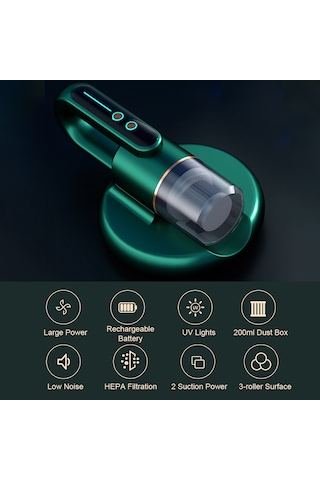 Reedark Toz Akarı Temizleyici 5000pa Emiş Gücü Hepa Filtreli Kablosuz Yatak Şiltesi Vakum Makinesi