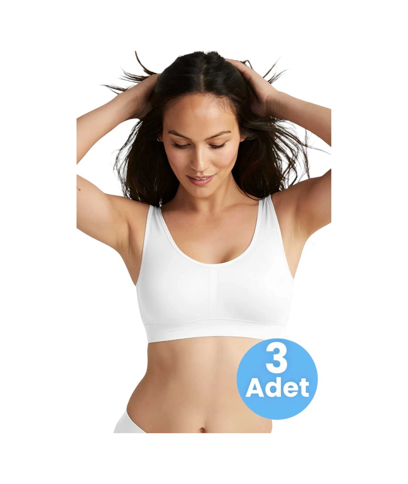 Tezzgelsin Kadın Kalın Askılı Pedli Büstiyer Yarım Atlet Sütyen 3'lü Set Beyaz