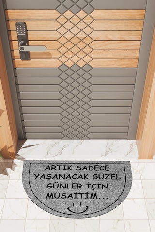 Rugmood Modern Dijital Paspas Gri Güzel Günler İçin Müsaitim Paspas - Kapı Önü Paspası