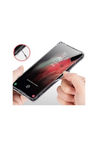 Sm Galaxy Uyumlu S21 Ultra - S30 Ultra Shockproof Darbe Emici Silikon Kılıf- 5775 Şeffaf