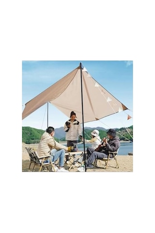 Su Geçirmez Dayanıklı Piknik Kamp Sahil Plaj Güneşlik Koruyucu Tente Gölgelik Çadır 500x300 Cm Tek Ebat Bej