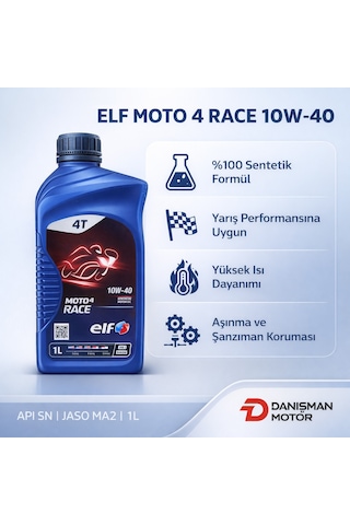 Elf Moto 4 Race 10w-40 %100 Sentetik 4 Zamanlı Yarış Performansı Motosiklet Yağı 1 Litre
