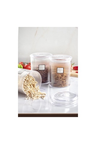12'li Barok Yuvarlak Büyük Kavanoz Seti & Saklama Kabı & Erzak Kabı 12 2000 Ml Düz Renkli