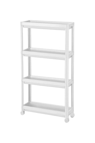 Sev Plastik 4 Katlı Tekerlekli Diktördgen Organizetör Raf Beyaz