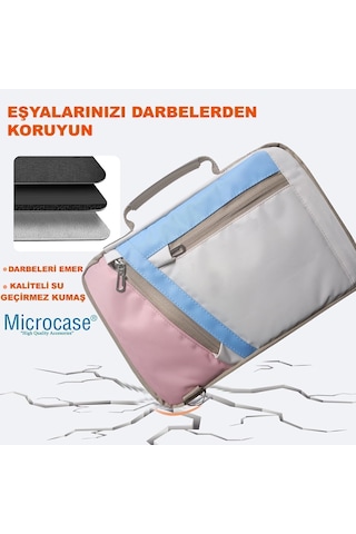 Microcase Apple İpad Air 11 2026 İle Uyumlu Omuz Askılı El Tutacaklı Universal Sleeve Taşıma Çantası Al4346 Pembe Mavi Krem Çanta