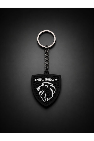 Peugeot Logolu Anahtarlık Aslan Amblemli Otomobil Anahtarlığı Siyah Beyaz