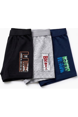 Öts Erkek Çocuk 3 Lü Pamuklu Boxer Baskılı Nefes Alan Doku 7713-3 Renkli