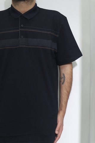 Santa Dmctekstil Erkek Desenli Spor Kesim Rahat Kalıp Polo Yaka Battal T-shirt Lacivert
