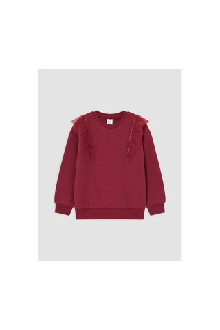 Lc Waikiki Alıta Cıty Farkıyla Lcw Kids Bordo 3 İplik Şardonlu Baskılı Loose & Bol Kız Çocuk Sweatshirt Bordo - 931690587 Bordo
