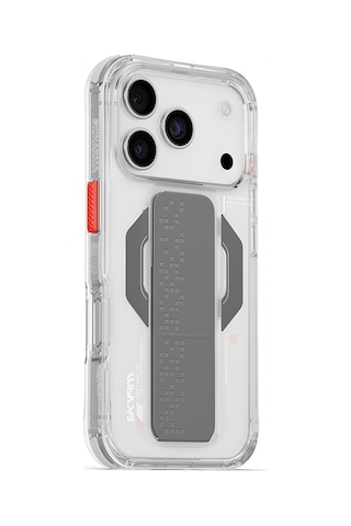 Apple Uyumlu iPhone 17 Pro Max Kılıf Skinarma M-safe Şarjlı Airbag Tasarımlı Standlı Haxa Kapak Şeffaf Şeffaf