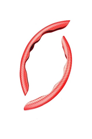 Reedark Kolleksiyel Karbon Fiber Araba Direksiyon Kılıfı - Kayma Önleyici, Dayanıklı, Evrensel Uyum 14.5-16 İnç, Kırmızı, 2 Adet Kırmızı
