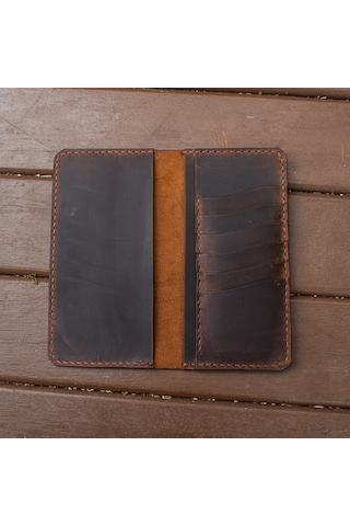 Craft And Luna El Yapımı Hakiki Deri Cüzdan Telefon Kılıfı Western Taba