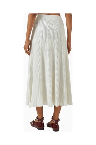 Maje Jougeir Off - White Cable Knit Midi Etek, Zarif Ve Konforlu Triko Kırık Beyaz