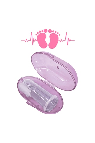 Mucit Home Pembe Kız Bebek Çocuk Silikon Parmak Diş Kaşıyıcı Dil Temizleyici Diş Fırçası