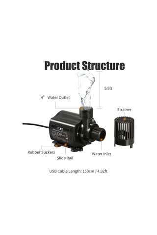 Decdeal Süzgeç İle Ultra Sessiz Usb Fırçasız Su Pompası