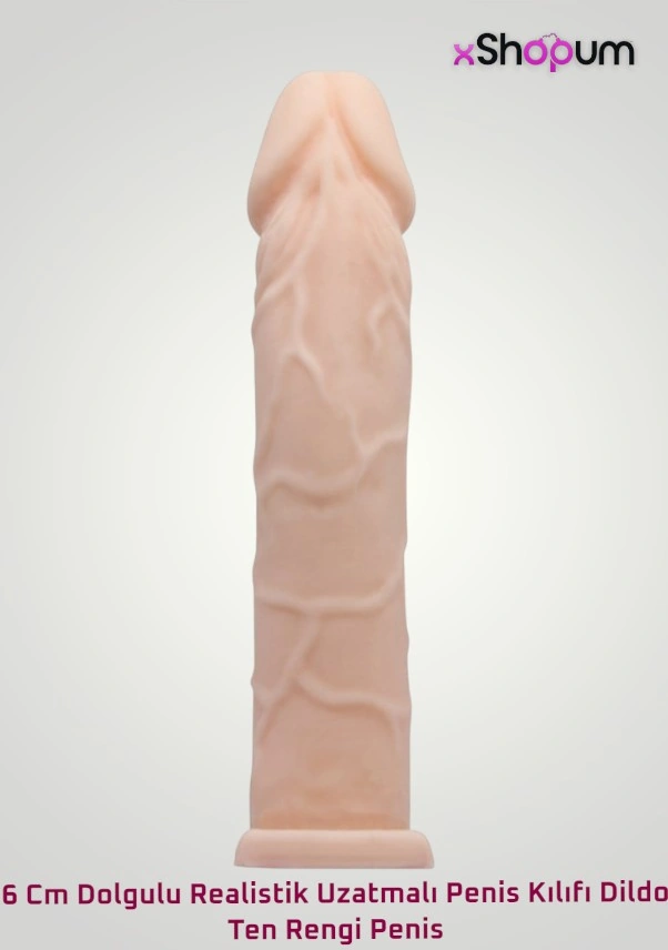 xShopum 6 Cm Dolgulu Realistik Uzatmalı Penis Kılıfı Dildo Ten Rengi Penis