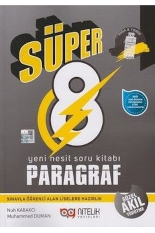 8. Sınıf Paragraf Süper Yeni Nesil Soru Kitabı - Muhammed Duman - Nitelik Yayınları