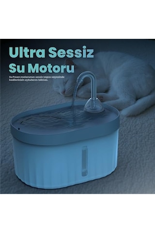 Otomatik Kedi Su Pınarı Ultra Sessiz Kedi Su Sebili 40db Usb Bağlantılı 2,3 Lt Standart Aquata Ayarlanabilir Musluk Kedi Su Filtreli Kedi Su Şelalesi Atapet