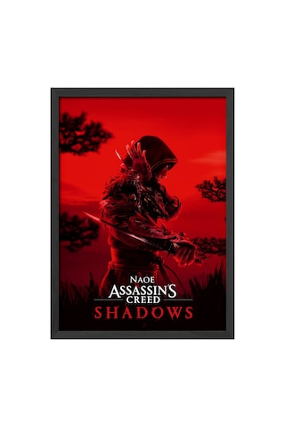 Assassin's Creed Shadows Siyah Ahşap Çerçeveli Poster, Dekoratif Oyun Duvar Tablosu