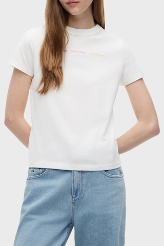 Tommy Jeans Logolu Pamuklu Bisiklet Yaka Kadın T Shirt T Shirt Dw0dw22905 Ybl Beyaz