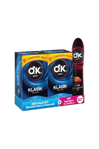 Okey Klasik 40'lı Prezervatif&Okey Çilek Kayganlaştırıcı Jel100ml