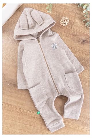 Babymod Kapüşonlu Önden Fermuarlı Kız/erkek Bebek Tulum 0-3 Ay