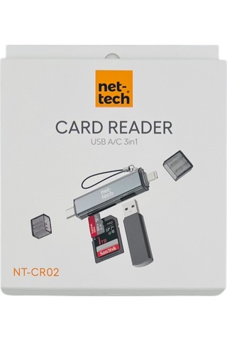 Nettech Nt-cr02 Type-c Ve Lighting Usb Sd Kart Okuyucu - Gri Diğer