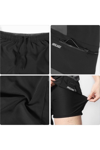 Arsuxeo 2 In 1 Cepli Yastıklı Bisiklet Şortu Erkekler Bisiklet M Siyah