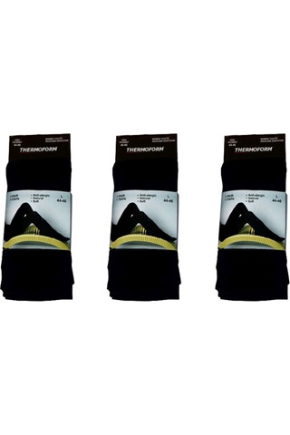 Thermoform Kadın Pamuklu Külotlu Çorap Siyah 3'lü Paket Renkli