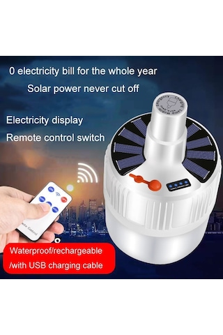 Cbtx Bahçe Aydınlatma Şarj Edilebilir Led Güneş Ampul Işık Su Geçirmez Gece Pazarı Durak Enerji Tasarruflu Lamba, Model: 42led Uzaktan Kumanda