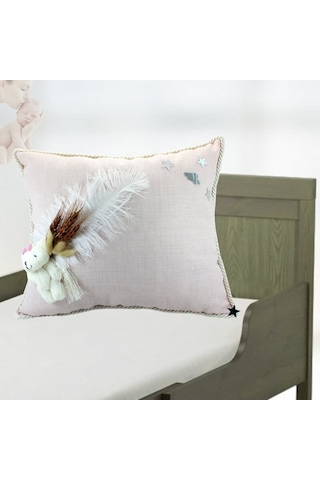 Süslebabypartystore Kuru Çiçek Tanzimli, Ayıcıklı, Takı Yastığı, Pudra Renk Pudra