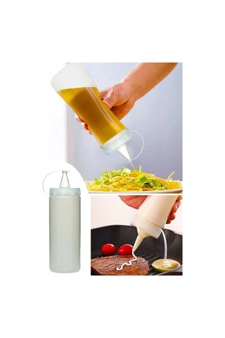 4 Adet Sızdırmaz Kapaklı Plastik Yağ Şişesi Ve Sos Şişesi 400 Ml Gri Diğer