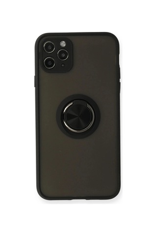 Mey İthalat iPhone Uyumlu 11 Pro Kılıf Montreal Yüzüklü Silikon Kapak - Siyah