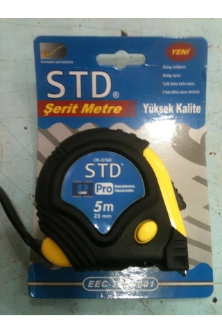 Std Kılıflı Stoperli Şerit Metre 5 Metre Çelik