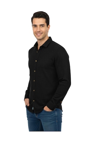 Raymons Erkek Spor Silim Fit Dokuma Gömlek Bgl-st04946 Siyah