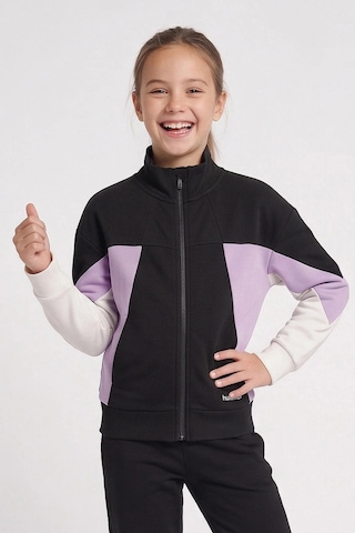 Hummel Renk Bloklu Pamuklu Dik Yaka Fermuarlı Sweat Kız Çocuk Sweat 922566-2001 Siyah