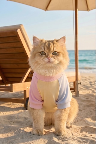 Soft Sun Kedi Tişörtü Cepli Şeker Renkli Yazlık Kedi Kıyafeti