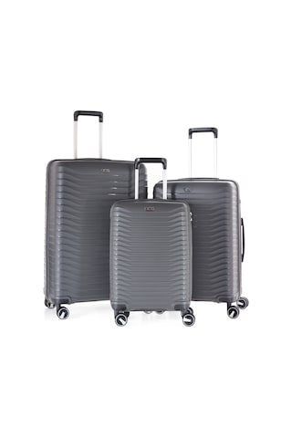 Ultra Dayanıklı 3'lü Set Valiz & Bavul Antrasit-1385 Antrasit