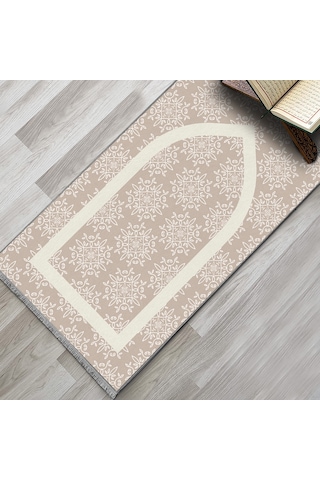 Evaşk Namazlık Dokuma Halı Kaymaz Muslumana Seccade 80 x 130 BEJ EVAŞK608E80