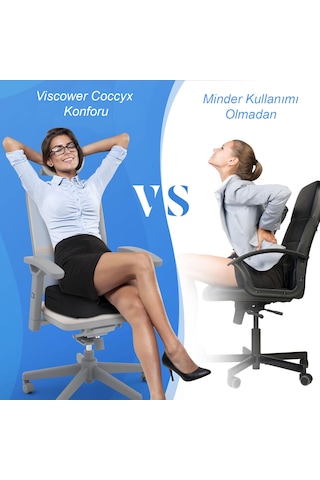 Viscower Visko Coccyx Ortopedik Hemaroid Oturma Minderi Lacivert