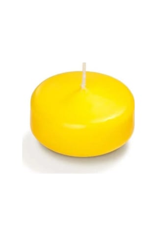 4 Lü Vazo + 12 Adet Çap 5 Cm Sarı Yüzen Mum Sarı