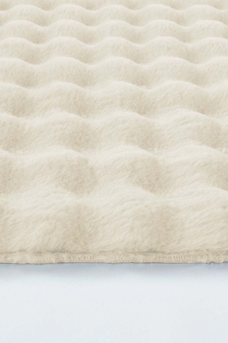 Raschel Carpet Krem Yumuşak Bubble Kaymaz Özel Taban Peluş Halı Yolluk