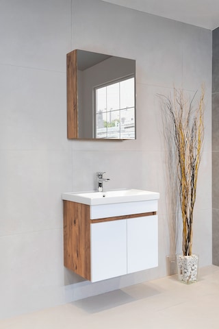 Star Banyo Dolabı Seti 60 Cm Atlantik Çam&parlak Beyaz Aynalı Atlantik Çam - Beyaz