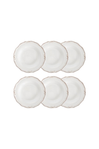Mudo Home Ekru 6 Lı Çukur Yemek Tabağı Seti 22cm