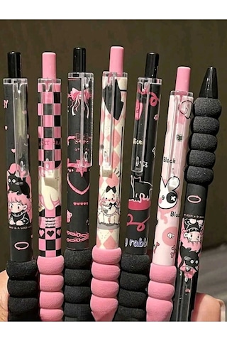 Kawaii 6'lı Hızlı Kuruyan Jel Kalem Seti Siyah Yazar