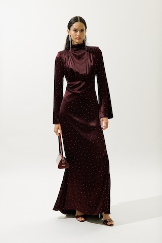 Mıla Taşlı Abiye Elbise Bordo Bordo